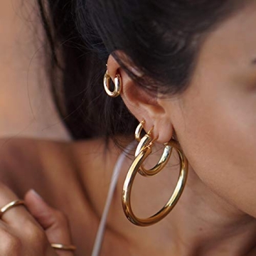 BYCHARI Sade Hoops: Lightweight Gold Elegance in Jewelry