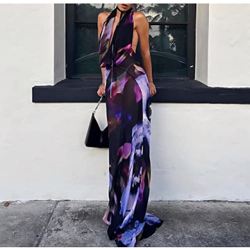 XPONNI Backless Spaghetti Strap Dress for Summer Style