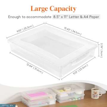 Lifewit 2 Pack Plastic Multi-Purpose Storage Box with Lidding, Clear A4 Storage for Crafts and Docum...