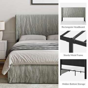 Durable HULALA HOME Queen Bed Frame with Slipcover