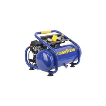 Goodyear 2 Gallon Quiet Portable Roll Cage Air Compressor - 125 PSI, Oil-Free, 58 dBA