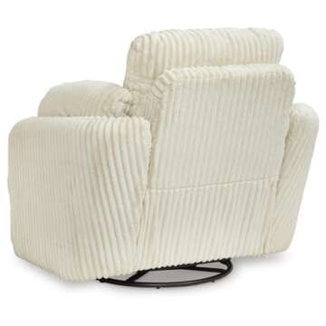 Signature Design by Ashley Tie-Breaker Contemporary Manual Press-Back Swivel Glider Rocker Recliner with 2 Bolster Pillows and Hidden Storage, White