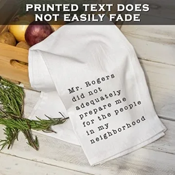 MAINEVENT Mr Rogers Dish Towel 18x24 Inch, Mr Rogers Towel, Funny Kitchen Towel Saying, Mr Rogers Neighborhood Friends Towel, Mr Rogers Kitchen Towel