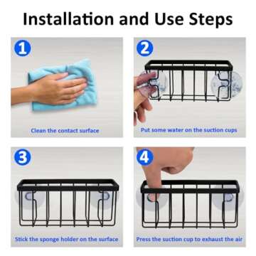 SHFKS Kitchen Sink Sponge Holder with Strong Suction Cups