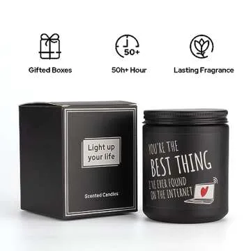 +1herolabs Scented Candles,Funny Candles for Men,Lavender Candles for Home,8oz-50hr Burn Time Soy Candles,Candle Gifts for Women,Long Lasting Candles for Men & Women in Black Jar Candle