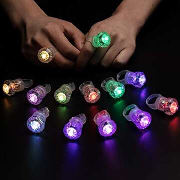 Midafon 60 Pack LED Glow Rings - Flashing Diamond Light Up Rings for Parties