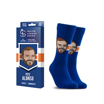 Major League Socks - New York Mets - Pete Alonso Player Sock, Novelty Baseball Fan Gift, Unisex, One...