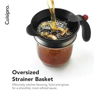 Cuisipro Fat Separator with Bottom Release, Plastic, 4 Cup Strainer with Handle, Grease Strainer Dishwasher Safe, Oil Separator for Kitchen
