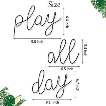 Playroom Wall Decor, Play Room Daycare Wall Decoration Play All Day Sign Play All Day Wall Decor for...