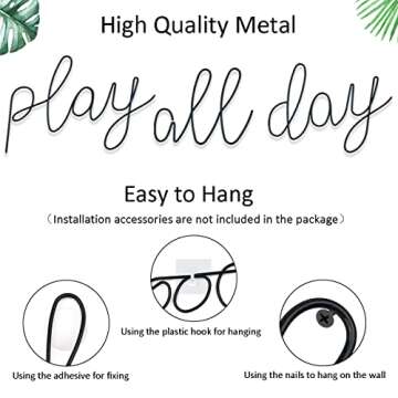 Playroom Wall Decor for Kids - Play All Day Sign