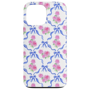 iPhone 13 Pro Max Coquette Aesthetic Pink Rose Blue Bow Case