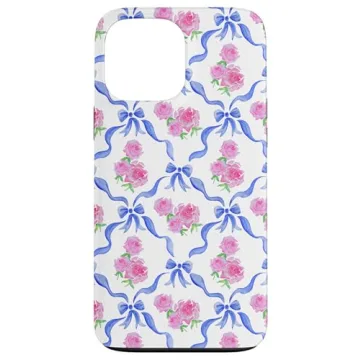 iPhone 13 Pro Max Coquette Aesthetic Pink Rose Blue Bow Case