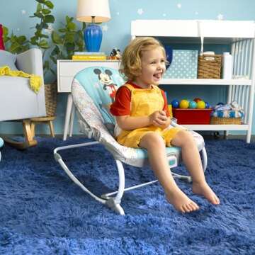 Bright Starts Disney Baby Mickey Mouse Infant to Toddler Rocker & Seat with Vibrations and Removable -Toy Bar, 0-30 Months Up to 40 lbs (Original Bestie)