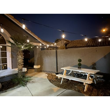 Brightech Ambience Pro Solar Powered String Lights - Commercial Grade Waterproof Patio Lights with 27 Ft Edison Bulbs - Shatterproof LED Solar Outdoor String Lights - 1W LED, Soft White Light