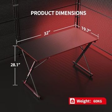 DESINO Gaming Desk - Sleek 32 Inch Gamer Workstation