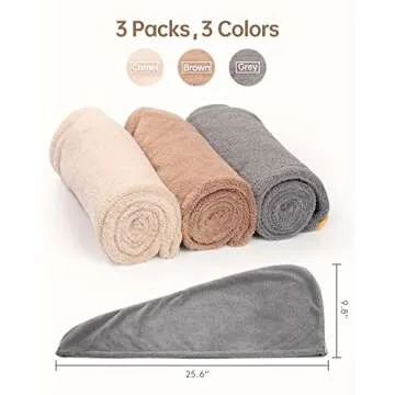 YFONG 3 Pack Super Absorbent Hair Drying Towels