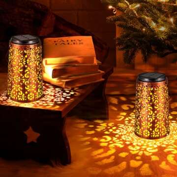 Solar Lanterns Outdoor Waterproof - 4 Pack Hanging Solar Lights Gifts for Women Mom Grandma Decorati...