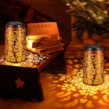 Solar Lanterns Outdoor Waterproof - 4 Pack Hanging Solar Lights Gifts for Women Mom Grandma Decorati...