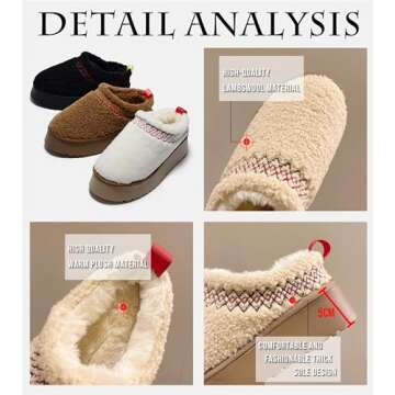 Winter Fuzzy Slippers for Women Platform Snow Boots Thickened Flat Boots Fur Lined Warm Durable Shoe...