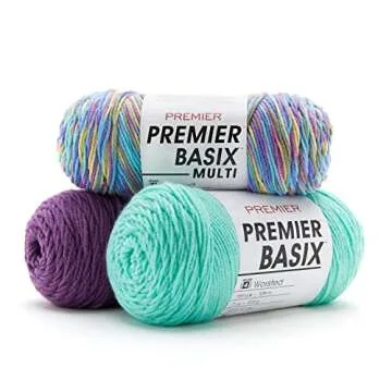 Premier Yarns Basix, Solid Worsted Yarn, Made of Acrylic, Ideal Yarn for Crocheting and Knitting, Crepe, 359 Yards