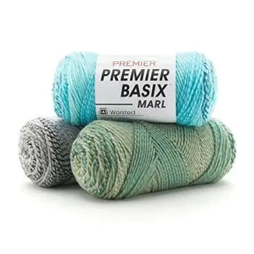 Premier Yarns Basix, Solid Worsted Yarn, Made of Acrylic, Ideal Yarn for Crocheting and Knitting, Crepe, 359 Yards