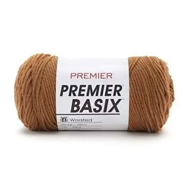 Premier Yarns Basix, Solid Worsted Yarn, Made of Acrylic, Ideal Yarn for Crocheting and Knitting, Crepe, 359 Yards