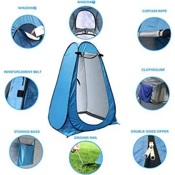 anngrowy Pop Up Shower Tent Portable Outdoor Camping Bathroom Toilet Tent Changing Dressing Room Privacy Shelters Room for Hiking and Beach Sun Shelter Picnic Fishing– UPF40+ Waterproof