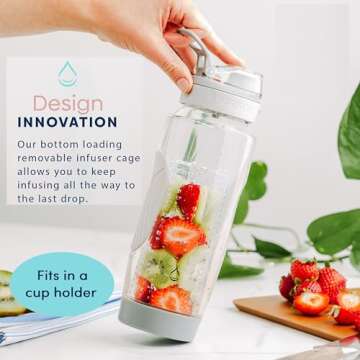 Infusion Pro 32 oz Fruit Infuser Water Bottle with Insulated Sleeve & 50 Recipe Fruit Infusion Water eBook : Bottom Loading, Large Water Infuser for More Flavor : Unique Gift Idea for Women