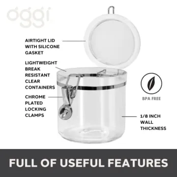 Oggi 5pc Clear Canister Set - Airtight Kitchen Storage Solutions