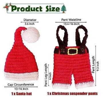 AIXIANG Baby Photography Props Christmas Cap Newborn Crochet Santa Claus Outfits Baby First Christmas Photo Props