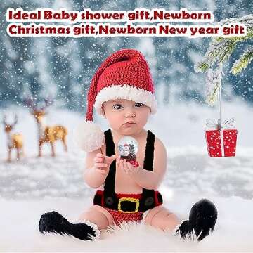 AIXIANG Baby Photography Props Christmas Cap Newborn Crochet Santa Claus Outfits Baby First Christmas Photo Props