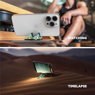 GEOMETRICAL Pocket Tripod Pro - Foldable Credit-Card-Size Phone Stand, Compatible with iPhone & Android - Carbon Fiber Legs & Adjustable tilt Angle for Mobile Photography (Jasper Green Universal Kit)