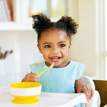 Munchkin® Silicone Scoop™ Trainer Spoons with Choke Guard for Baby Led Weaning, 4 Count, Blue/Green