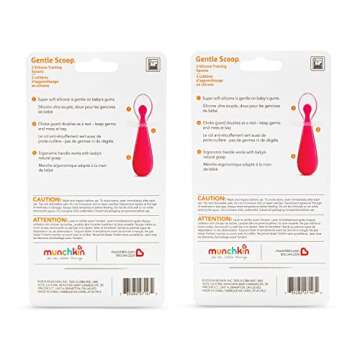 Munchkin® Silicone Scoop™ Trainer Spoons with Choke Guard for Baby Led Weaning, 4 Count, Blue/Green