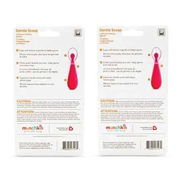 Munchkin® Silicone Scoop™ Trainer Spoons with Choke Guard for Baby Led Weaning, 4 Count, Blue/Green