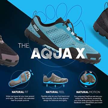 Xero Shoes Barefoot Water Shoes for Women | Aqua X Sport Women's Water Shoes | Wide Toe Box, Zero Drop Heel, Minimalist for Beach, Hiking, Running | Surf, Size 8