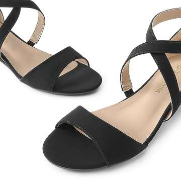DREAM PAIRS Women's Low Wedge Sandals Ankle Strap Heel Sandal Open Toe Dress Summer Shoes,Size 9,Black/Nubuck,Jones
