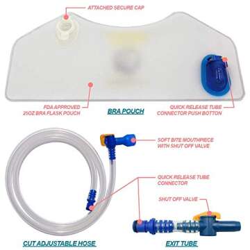 Sneaky Booze Sports Bra Hidden Flask Pouch for Women Portable 25oz Undetectable Alcohol Bag Concealable Plastic Wine Liquor Body Flasks Disguised Leak Proof Travel Bags for Cruise Concert (Small)