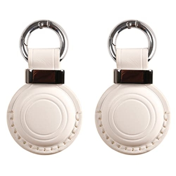 2 Pack KEEPXYZ Genuine Leather Airtag Holder Suitable for Apple Airtag Keychain Leather, Secure Air ...