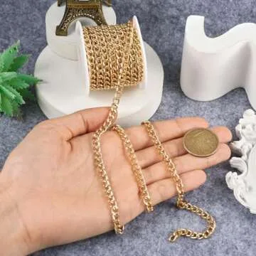 Pandahall 16.4 Feet Aluminum Curb Chains 7x5x1.5mm Golden Metal Craft Chains Unwelded Jewelry Link Chains for Jewelry Making Necklace Bracelet