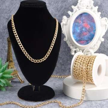 Pandahall 16.4 Feet Aluminum Curb Chains 7x5x1.5mm Golden Metal Craft Chains Unwelded Jewelry Link Chains for Jewelry Making Necklace Bracelet