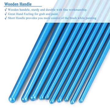 BOSOBO Paint Brush Set, 10pcs Round Pointed Tip Nylon Hair Artist Detail Paintbrushes, Professional Fine Acrylic Oil Watercolor Brushes for Face Nail Body Art Craft Model Miniature Painting, Blue