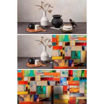 Artscape Montage | Window Privacy Film Stained Glass Pattern | Non-Adhesive & UV Protection | Easy to Apply & Removable | 24 x 36 inches | Made in USA