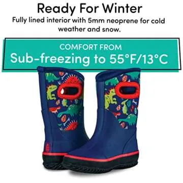 Lone Cone Insulating All Weather MudBoots for Toddlers and Kids - Warm Neoprene Boots for Snow, Rain, and Muck - Puddle-a-Saurus Dinosaur, 10 Toddler