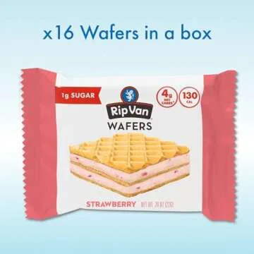 Rip Van Strawberry Keto Wafer Cookies - Healthy Vegan Snacks - Non GMO, Low Sugar (1g), Low Calorie ...