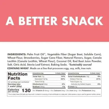 Rip Van Strawberry Keto Wafer Cookies - Healthy Vegan Snacks - Non GMO, Low Sugar (1g), Low Calorie - 16 Count