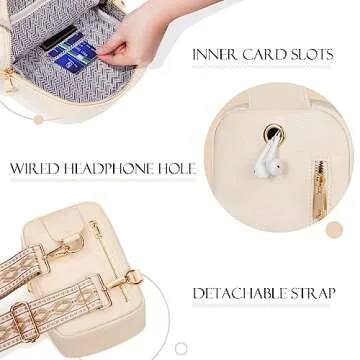 MoKo Vegan Leather Sling Bag - Small Trendy Casual Adjustable Detachable Shoulder Strap Crossbody Bags for Women and Men Daily Hiking Travel, Beige