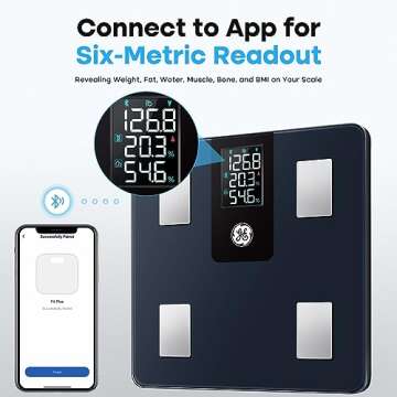 GE Smart Scale for Body Weight and Fat Percentage with All-in-one LCD Display, Digital Bathroom Weig...