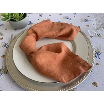 Elegant Rustic Orange French Linen Napkins Set of 4
