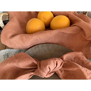 Elegant Rustic Orange French Linen Napkins Set of 4